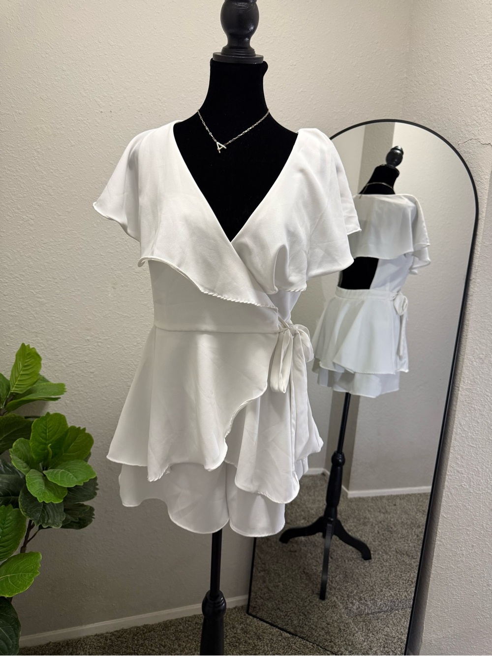 White Ruffle Wrap Mini Dress - Elegant Women’s Dress